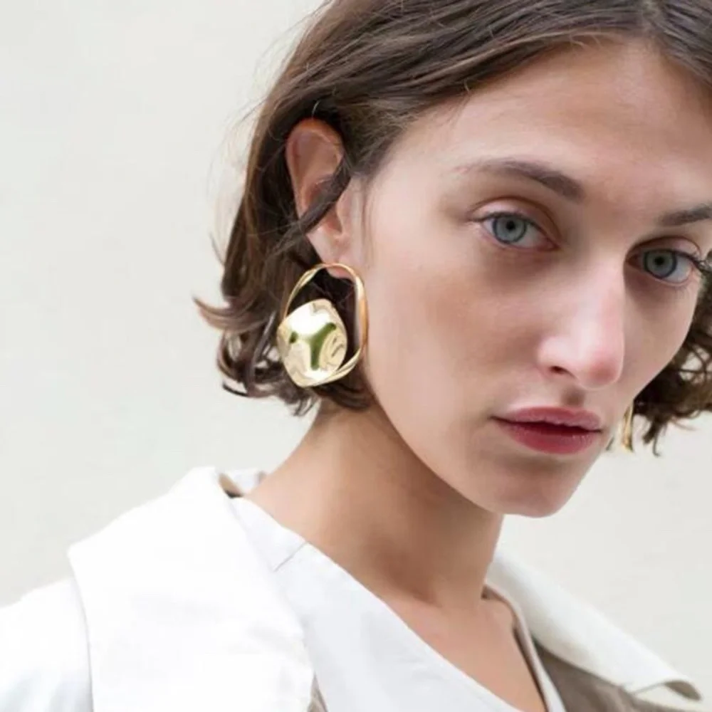 *AURIELIE* Gold Round Irregular Fashion Earrings